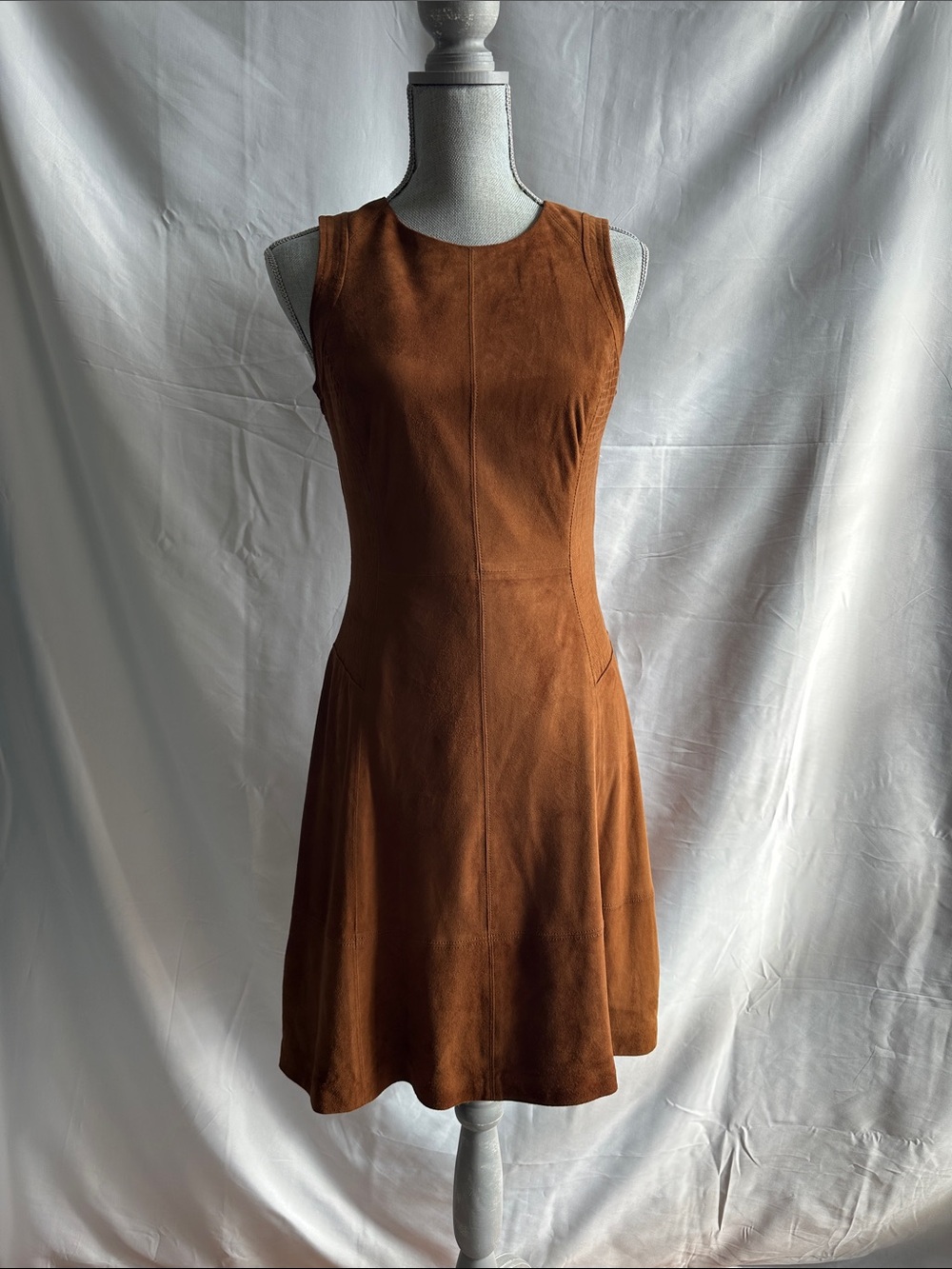White House Black Market Rust Brown Suede Sleeveless Dress